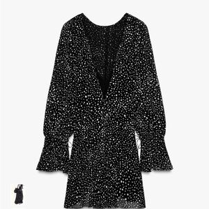 Polka Dot Silk-Mini Dress